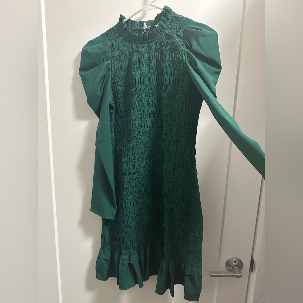 Allison New York Smocked Hunter Green Dress Small NWT